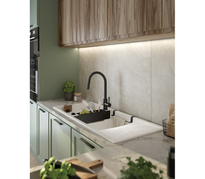 DEANTE MAGNETIC Zlewozmywak granitowy magnetyczny 2-komorowy z ociekaczem Alabaster ZRM_A213 - wizualizacja 2