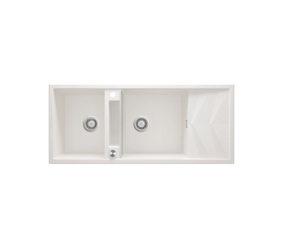 DEANTE MAGNETIC Zlewozmywak granitowy magnetyczny 2-komorowy z ociekaczem Alabaster ZRM_A213