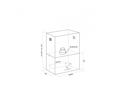 Okap przyścienny Toflesz OK-4 SANDY MAXI NAŚCIENNY Inox 850 m3/h - rysunek techniczny