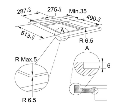 Płyta indukcyjna Franke Smart FSM 302 I BK Czarne szkło - rysunek techniczny 2