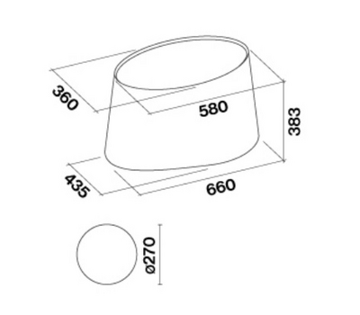 Rysunek techniczny - Okap FALMEC MARE E.ion Isola 66 czarny 450 m3/h